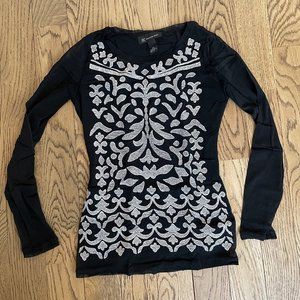 INC Embroidered Mesh Blouse, XS